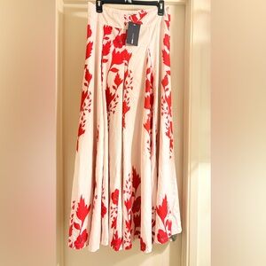 Fashion Nova Floral Red and White Wide Leg Pants